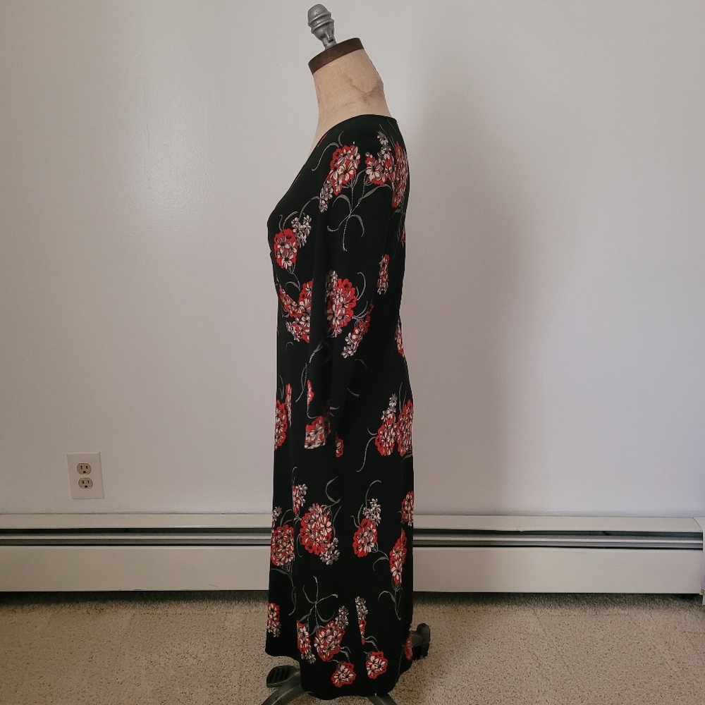 Vintage Laundry by Shelli Segal Black & Red Floral Dress Whimsigoth 6 - Picture 4 of 15
